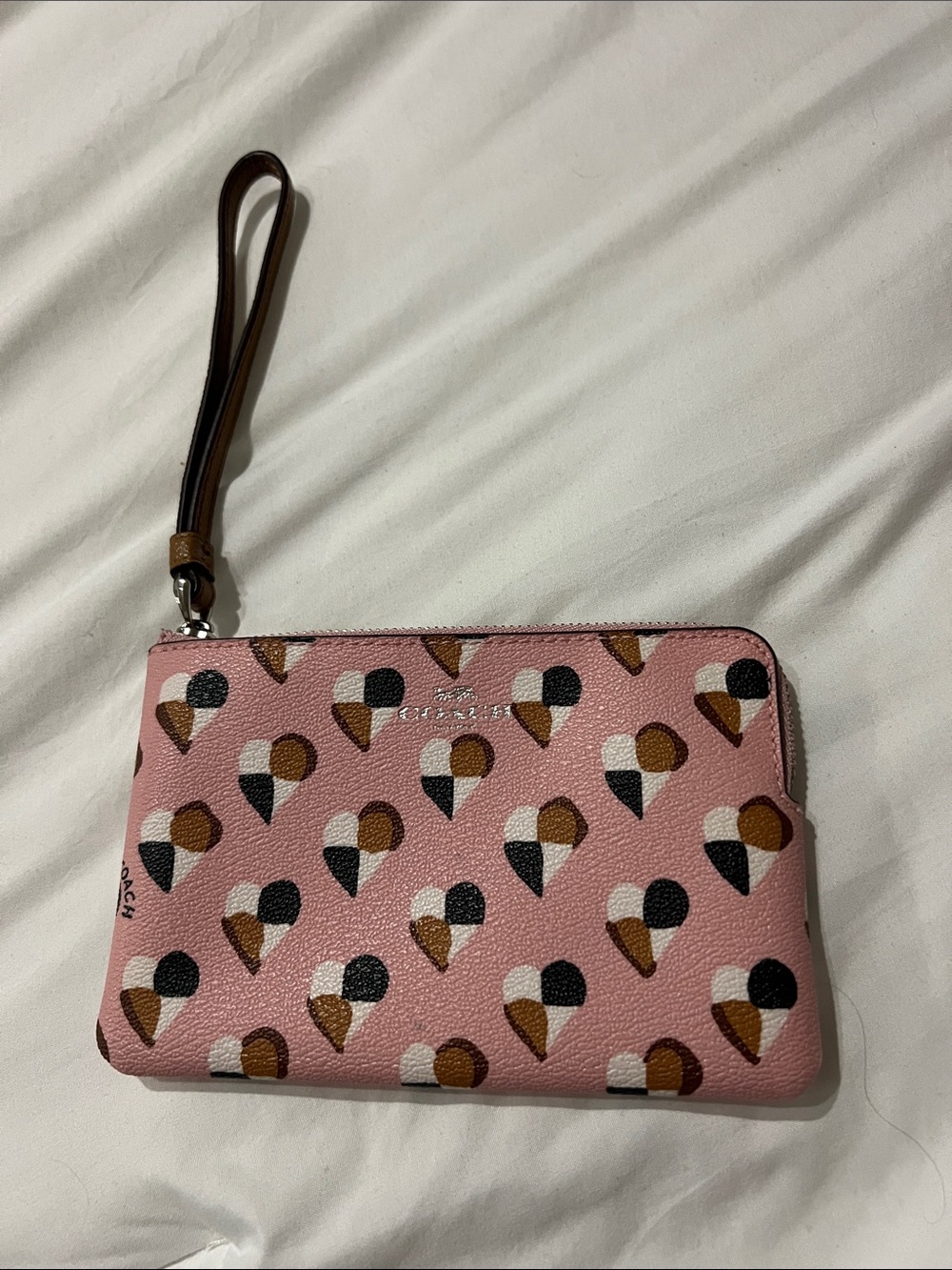 Authentic Coach Heart Corner Zip Wristlet
